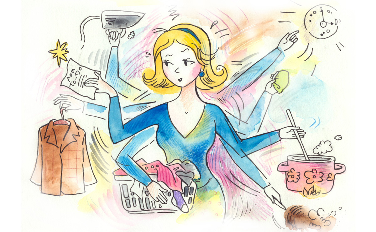 woman working in chaos